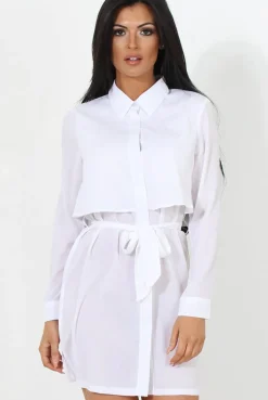 Rebellious Fashion Natalia White Layered Shirt Dress