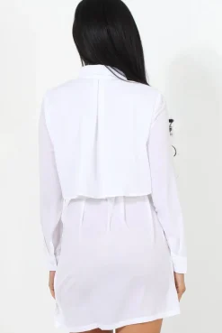 Rebellious Fashion Natalia White Layered Shirt Dress