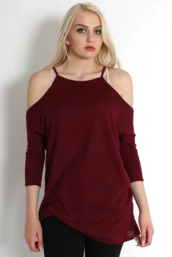 Rebellious Fashion Natalia Wine Cut Out Top