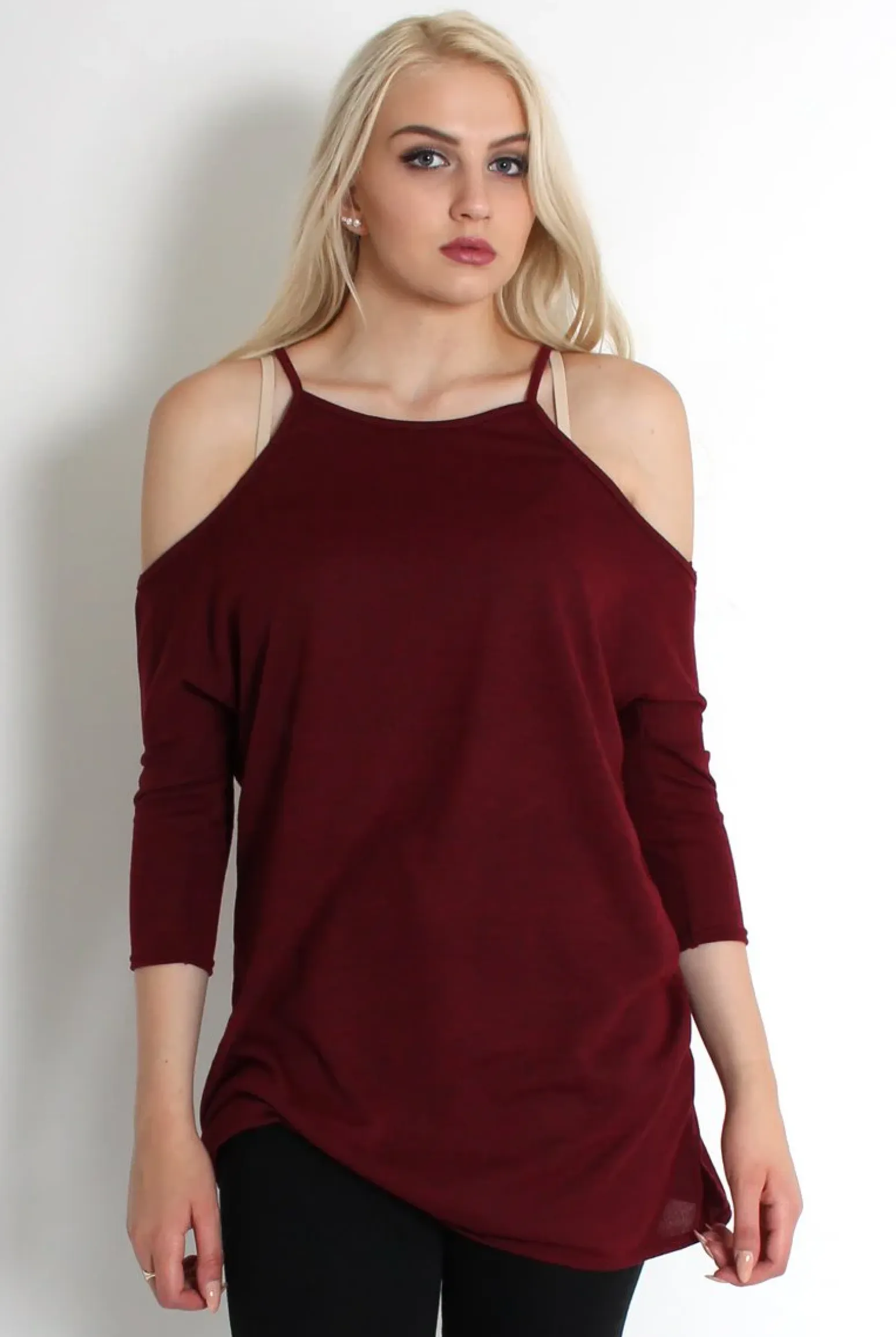 Rebellious Fashion Natalia Wine Cut Out Top