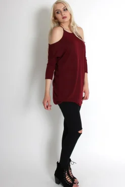 Rebellious Fashion Natalia Wine Cut Out Top