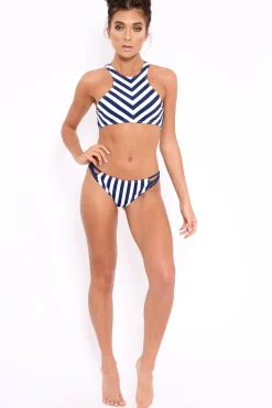 Rebellious Fashion Navy and White Chevron Bikini - Jeneva