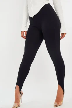 Rebellious Fashion Navy Blue Jersey Stirrup Leggings - Diara