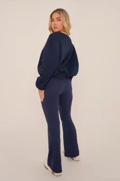 Rebellious Fashion Navy California Print Long Sleeves Sweatshirt - Alisha