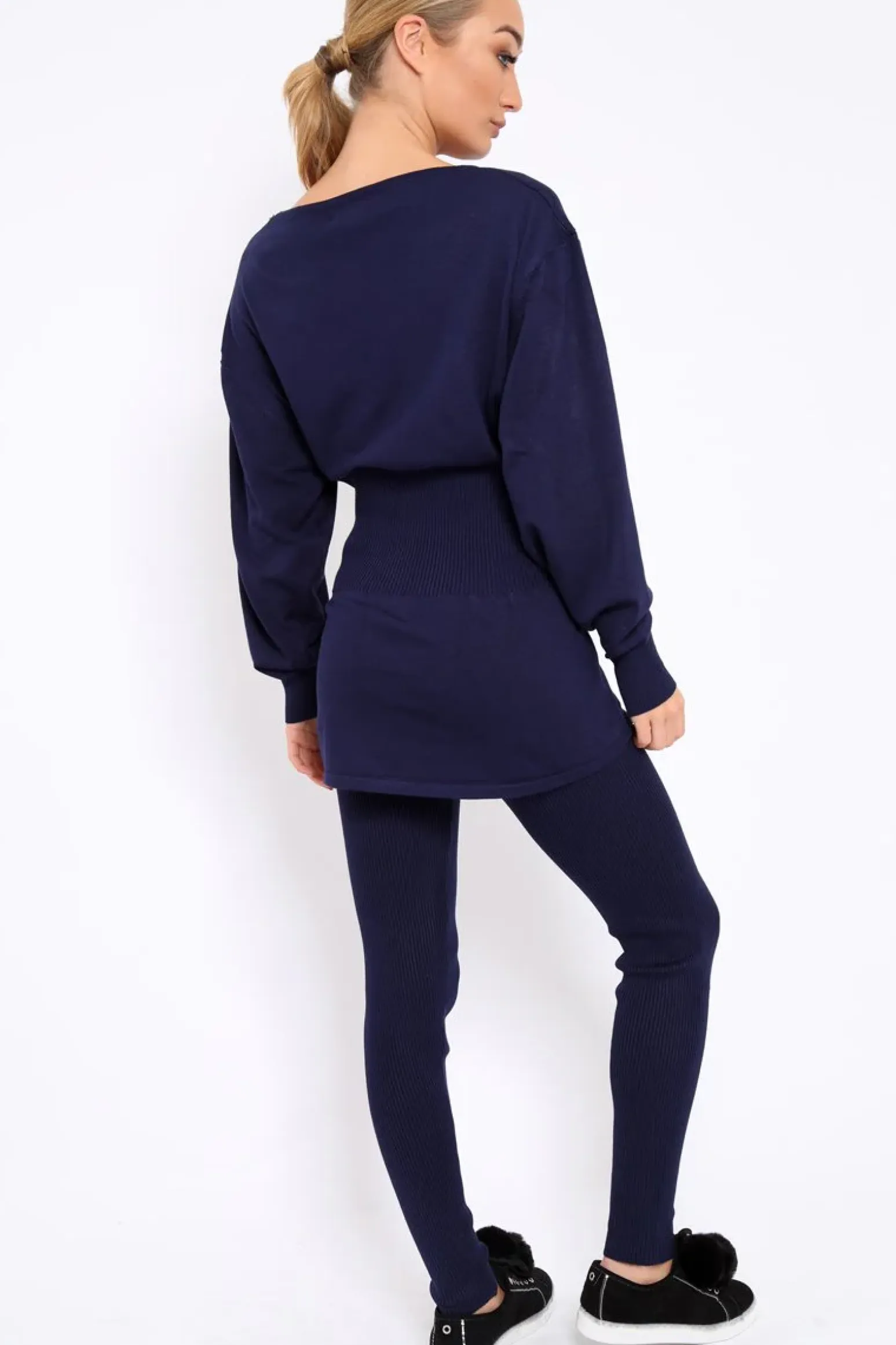 Rebellious Fashion Navy Co-ord with Corset Waist Tie Detail - Laurel