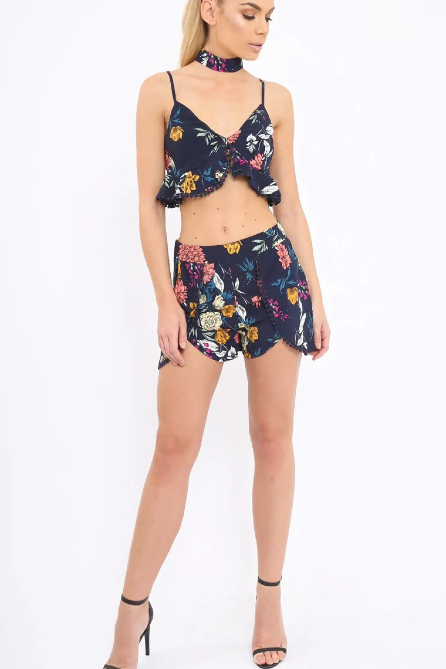 Rebellious Fashion Navy Floral Co-ord Set - Emma