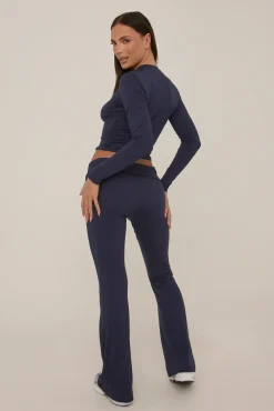 Rebellious Fashion Navy Fold Down Trousers Lounge Co-ord Set - Avery