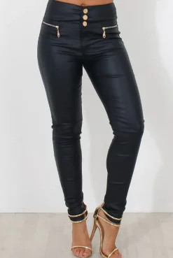 Rebellious Fashion Navy High Waisted Skinny Jeans-Joffy