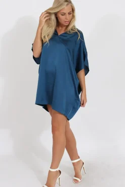 Rebellious Fashion Navy Kimono Style Oversized Dress - Nicolette