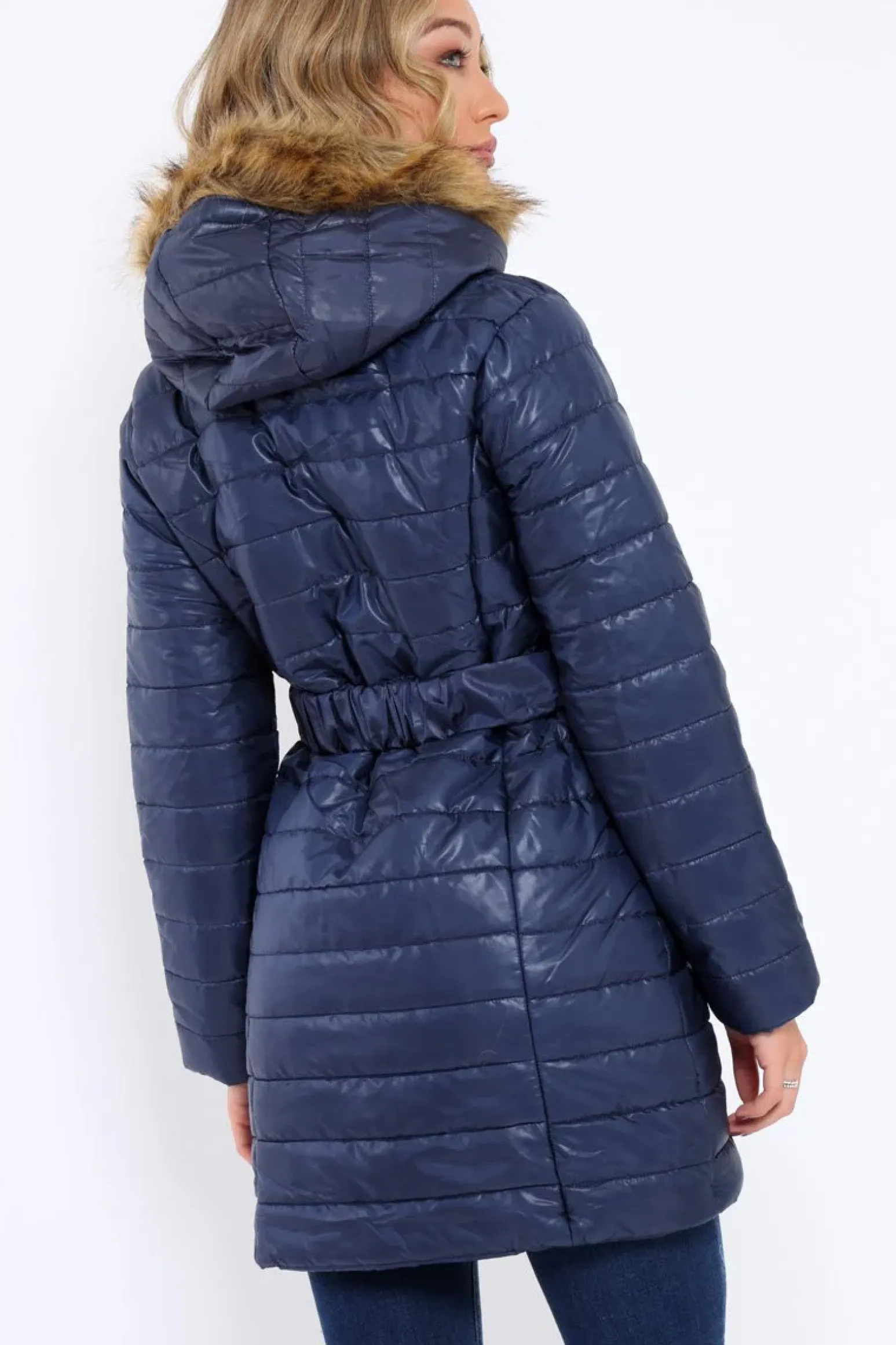 Rebellious Fashion Navy Longline Puffer Jacket - Alexandra