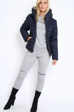 Rebellious Fashion Navy Padded Coat - Zara