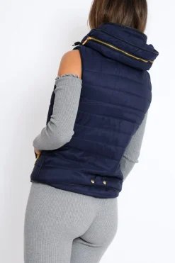 Rebellious Fashion Navy Padded Gilet - Ariella