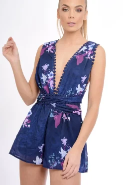 Rebellious Fashion Navy Pasiley Multi-Way Playsuit - Annalea