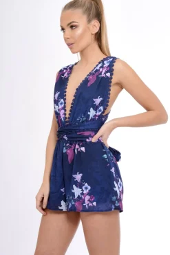 Rebellious Fashion Navy Pasiley Multi-Way Playsuit - Annalea