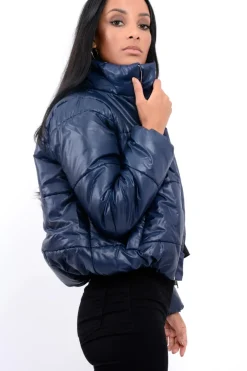 Rebellious Fashion Navy Puffer Coat - Alyssa