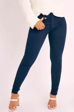 Rebellious Fashion Navy Skinny Stretch Denim Jeans - Maeva