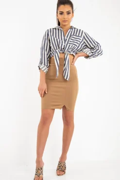 Rebellious Fashion Navy White Stripe Oversized Button Down Shirt - Sopha