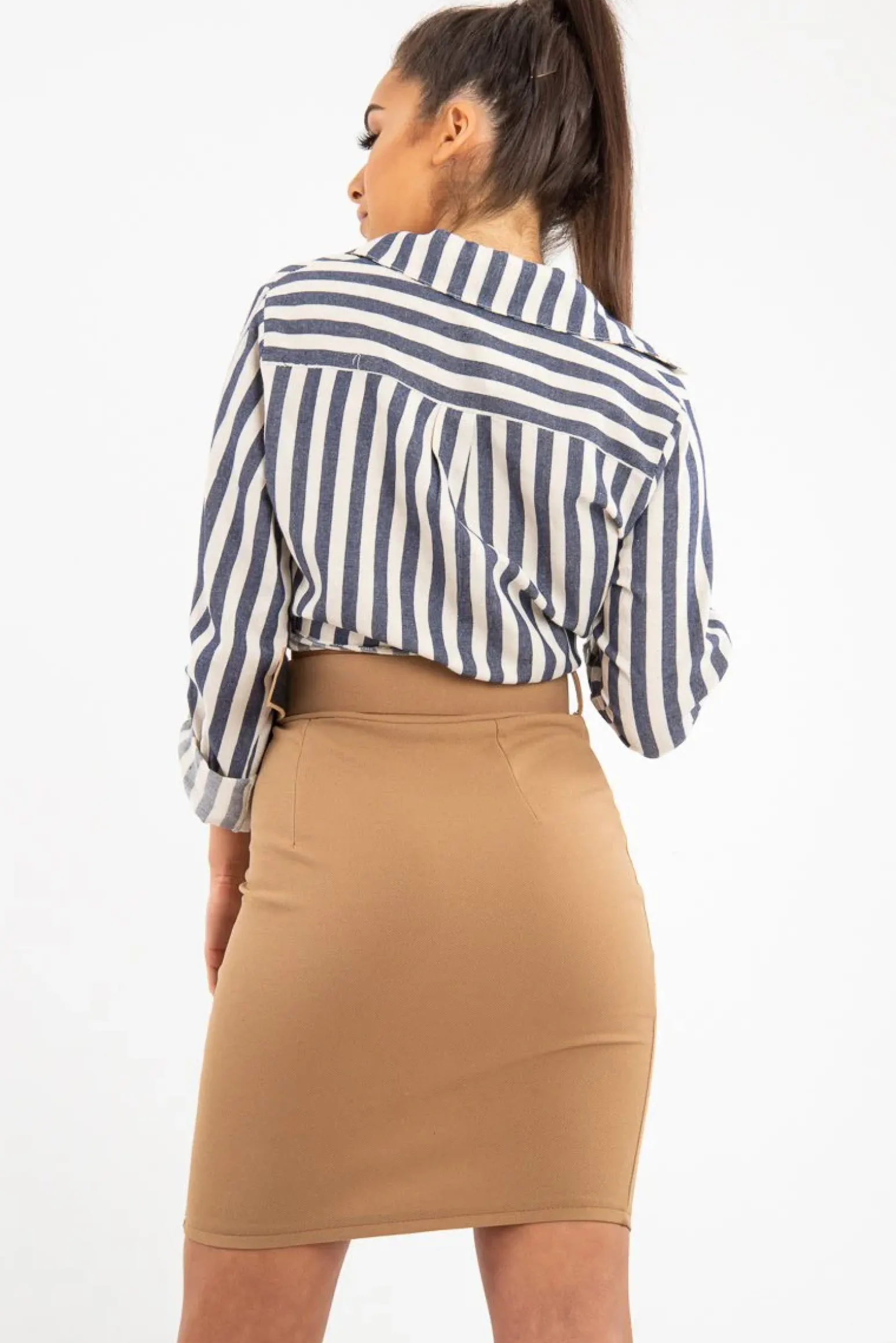 Rebellious Fashion Navy White Stripe Oversized Button Down Shirt - Sopha