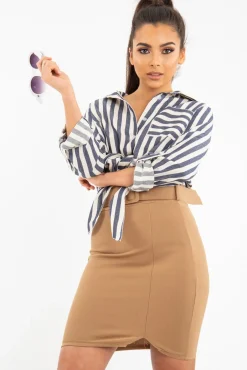 Rebellious Fashion Navy White Stripe Oversized Button Down Shirt - Sopha