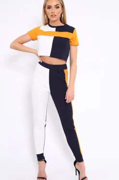Rebellious Fashion Navy Yellow and White Colour Block Co-ord - Sybil