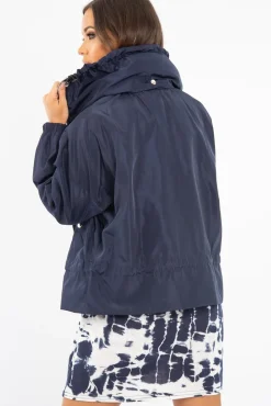 Rebellious Fashion Navy Zip Front Rain Jacket - Idalie