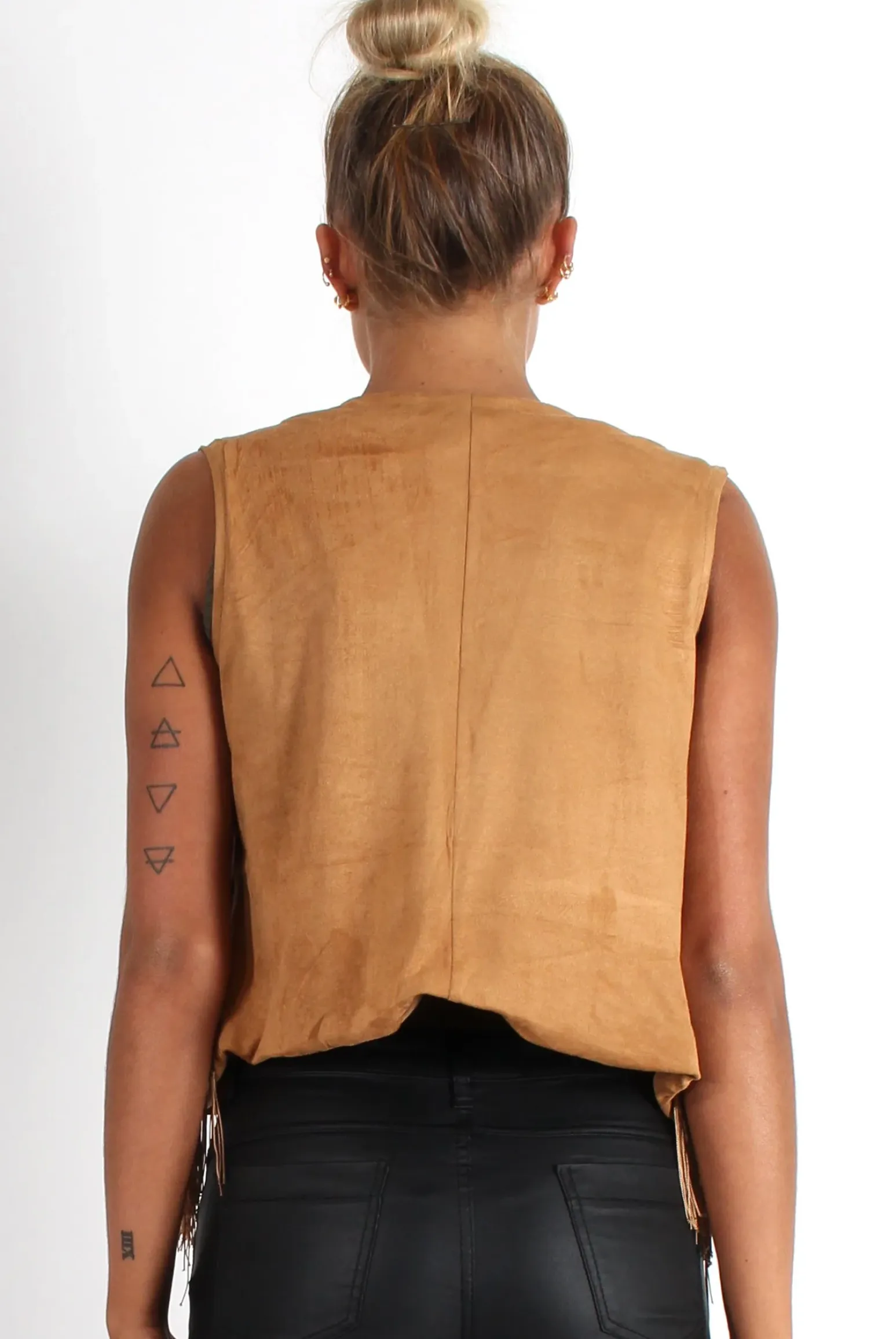 Rebellious Fashion Naya Tan Studded Waistcoat