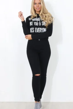 Rebellious Fashion Neem Black Slogan Pullover Hoodie