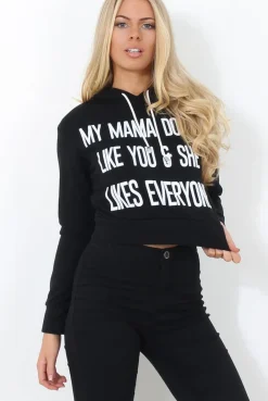 Rebellious Fashion Neem Black Slogan Pullover Hoodie
