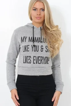 Rebellious Fashion Neem Grey Slogan Pullover Hoodie