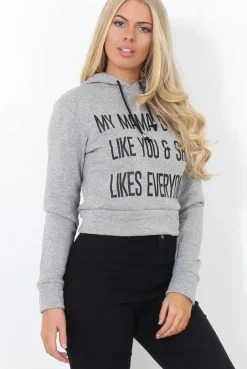 Rebellious Fashion Neem Grey Slogan Pullover Hoodie