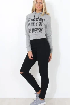 Rebellious Fashion Neem Grey Slogan Pullover Hoodie