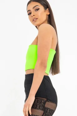 Rebellious Fashion Neon Green One Shouldered Crop Top - Kamri