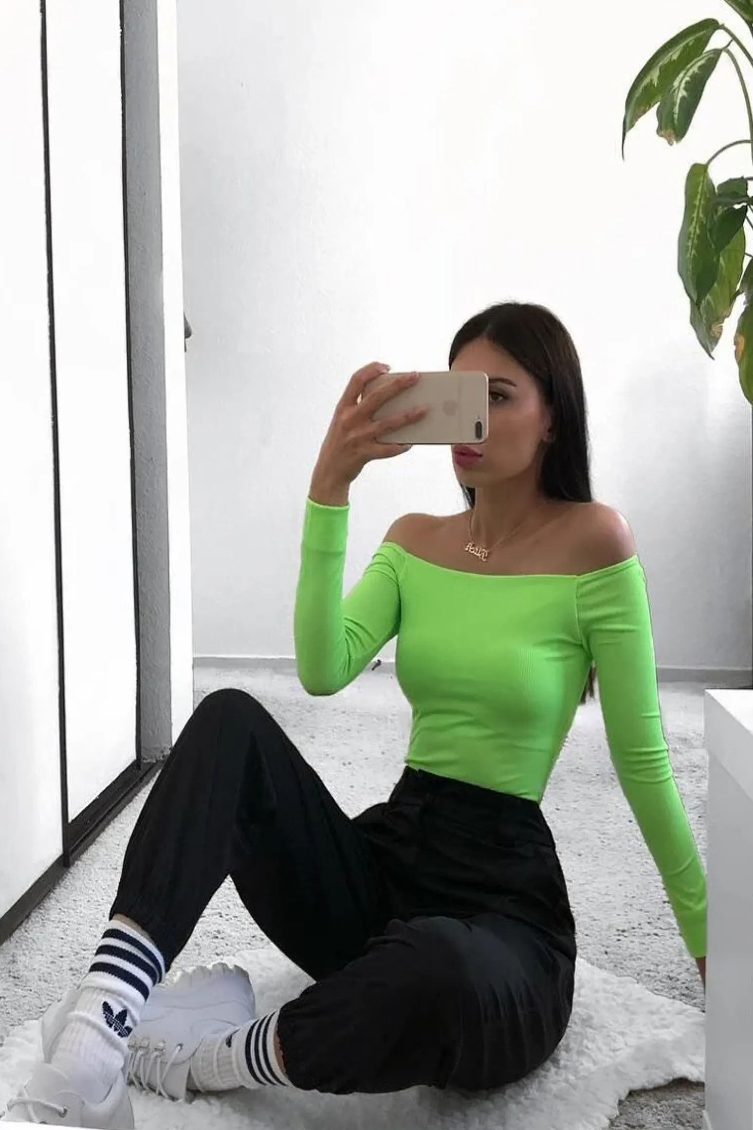 Rebellious Fashion Neon Green Ribbed Square Neck Bodysuit - Alysha