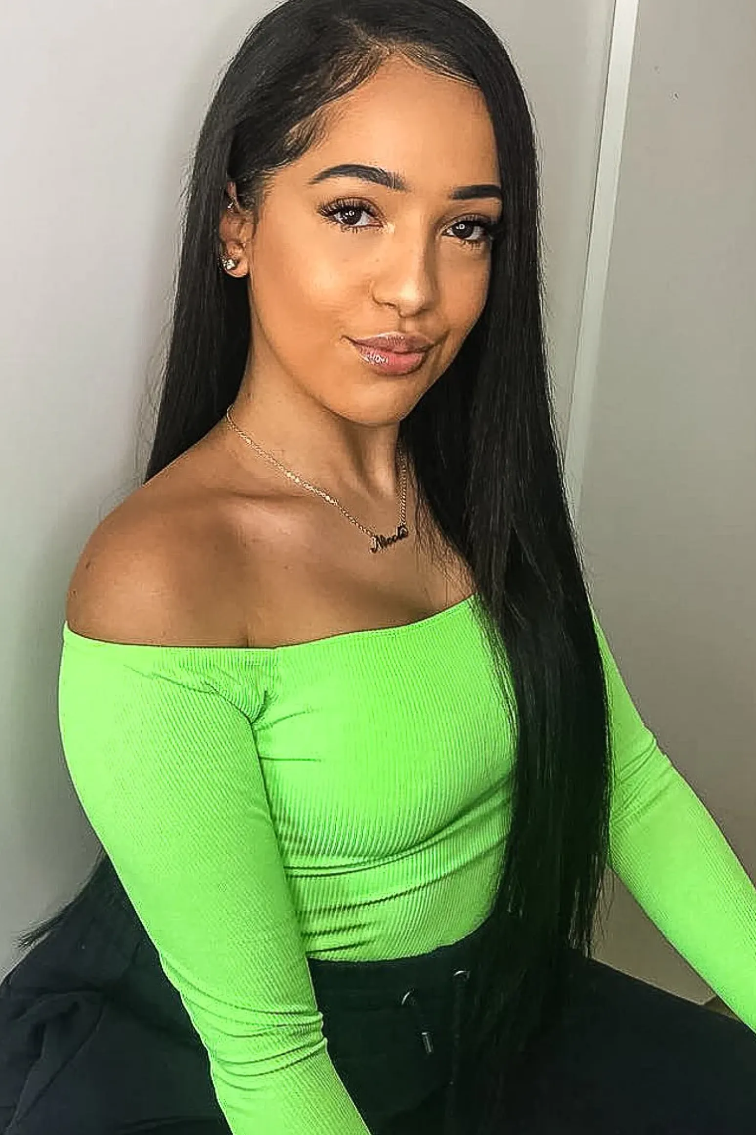 Rebellious Fashion Neon Green Ribbed Square Neck Bodysuit - Alysha