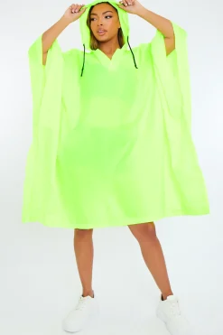 Rebellious Fashion Neon Green Shell Hooded Poncho - Riley