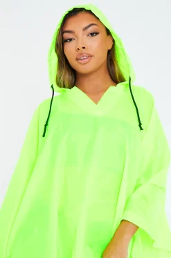 Rebellious Fashion Neon Green Shell Hooded Poncho - Riley