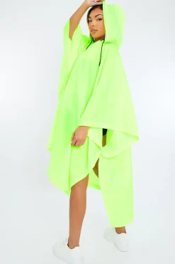 Rebellious Fashion Neon Green Shell Hooded Poncho - Riley