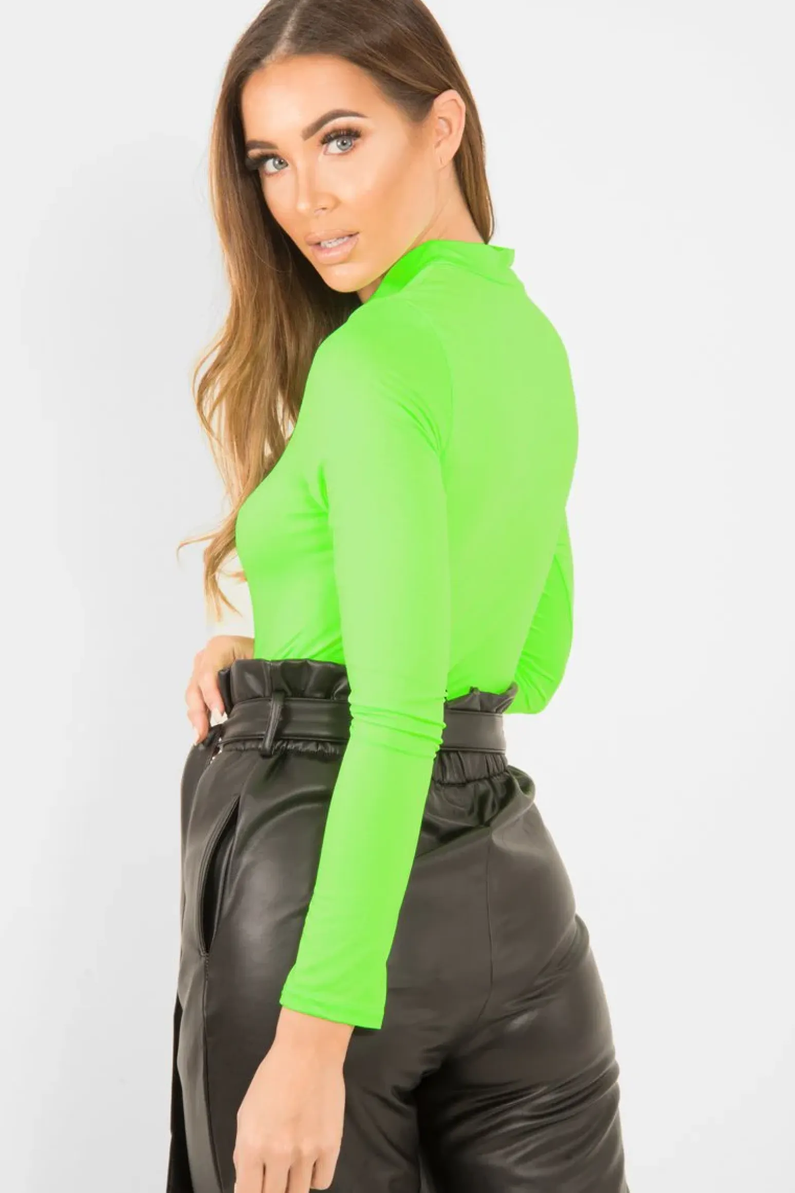 Rebellious Fashion Neon Green Slinky Bodysuit - Allison