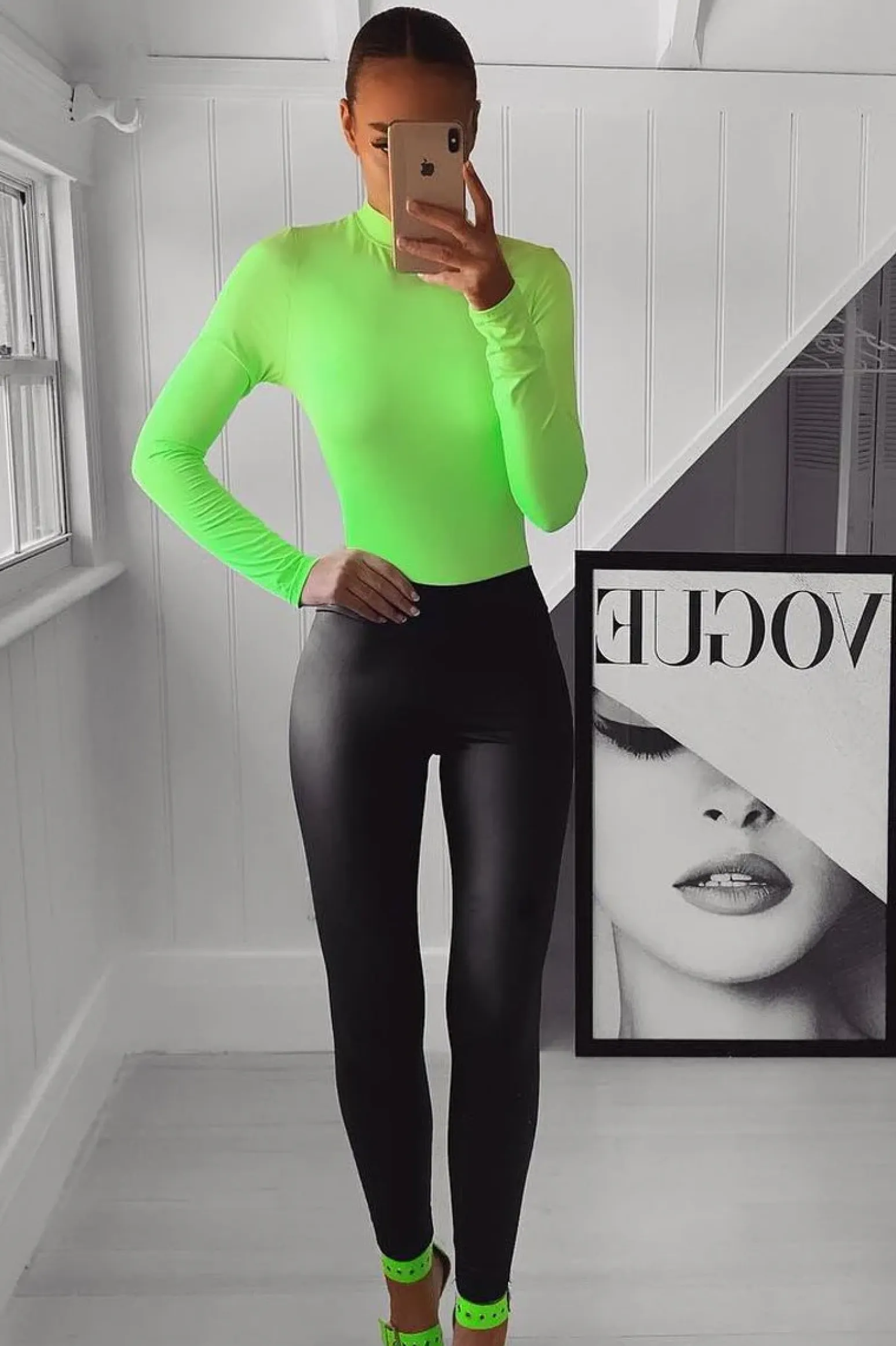 Rebellious Fashion Neon Green Slinky Bodysuit - Allison