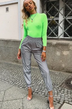 Rebellious Fashion Neon Green Slinky Bodysuit - Allison
