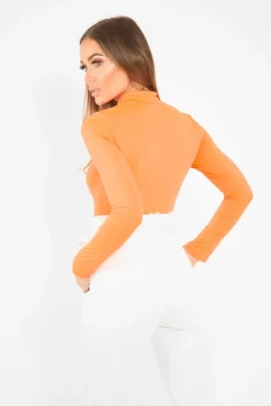 Rebellious Fashion Neon Orange Slinky Bodysuit - Allison