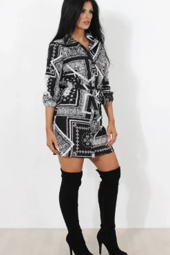 Rebellious Fashion Neve Black Paisley Print Shirt Dress