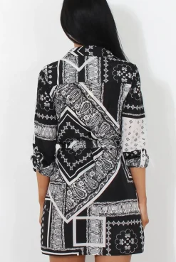 Rebellious Fashion Neve Black Paisley Print Shirt Dress