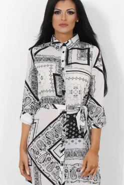 Rebellious Fashion Neve White Paisley Print Shirt Dress