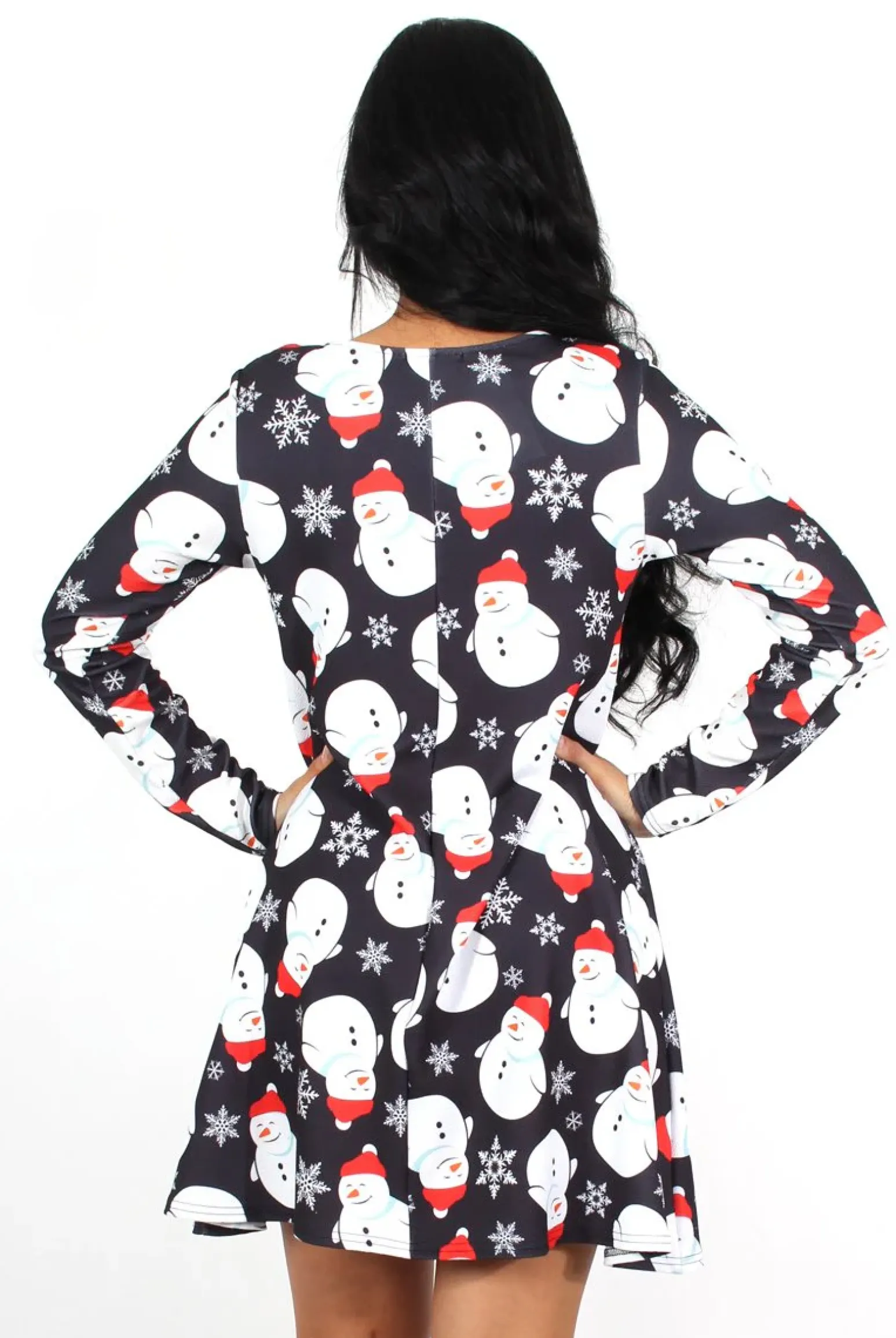 Rebellious Fashion Noelle Navy Snowman Swing Dress