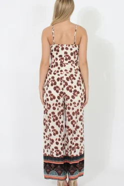 Rebellious Fashion Nude & Orange Pattern Jumpsuit - Constance