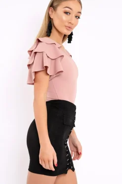 Rebellious Fashion Nude Bodysuit Frill Arms - Janeva