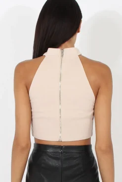 Rebellious Fashion Nude Choker Crop Top - Rhea