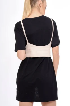 Rebellious Fashion Nude Corset Lace Up Eyelet Crop Top - Mylene