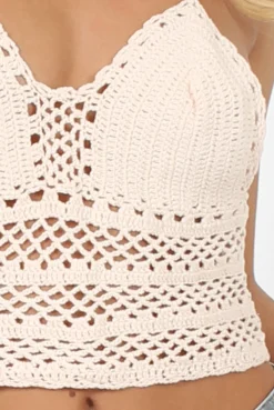Rebellious Fashion Nude Crochet Crop Top - Beyonce